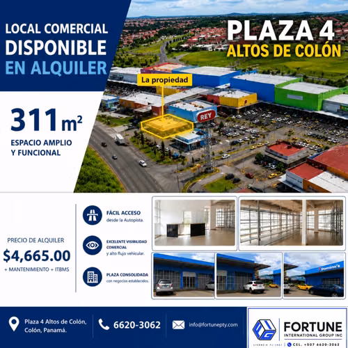 Local Comercial 311metros para Alquilar en Plaza 4 Altos