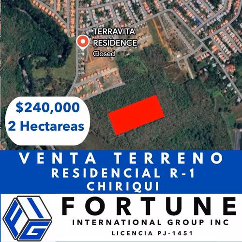 Venta de Terreno Residencial en  Chiriquí.