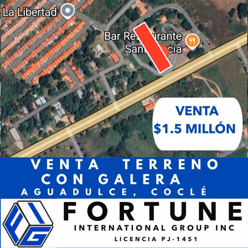 VENTA / ALQUILER TERRENO EN AGUADULCE CON GALERA