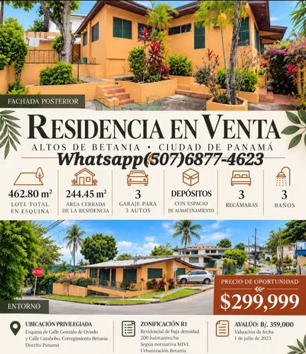 Altos de Betania, Vendo Céntrica Casa Esquinera