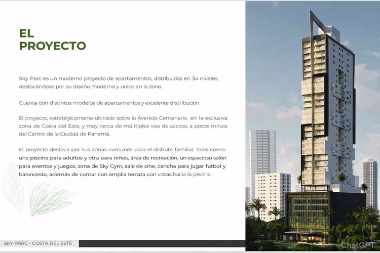 SKY PARC TORRE 1– COSTA DEL ESTE PISO ALTO (entrega en septiembre 2026)