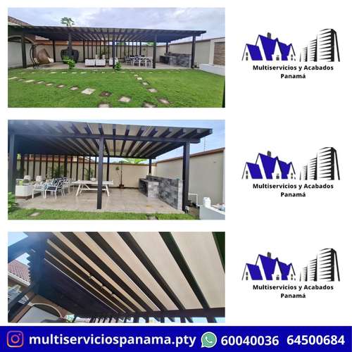 PERGOLAS METAL Y ALUMINIO -- TECHO VIDRIO Y POLICARBONATO