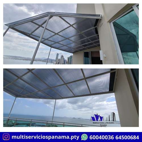 PERGOLAS METAL Y ALUMINIO -- TECHO VIDRIO Y POLICARBONATO