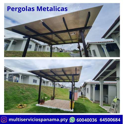 PERGOLAS METAL Y ALUMINIO -- TECHO VIDRIO Y POLICARBONATO