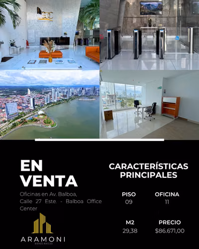 Oficina en venta en Balboa Office Center – Piso 9 con vista a la Cinta Costera