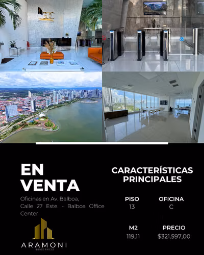 Oficina en venta en Balboa Office Center – Piso 13 con vista a la Cinta Costera