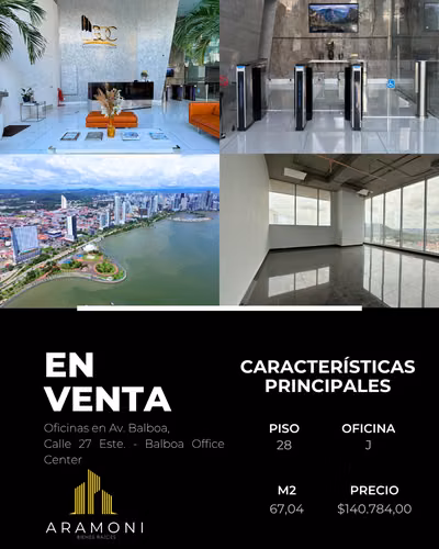 Oficina en venta en Balboa Office Center – Piso 28 con vista a la Cinta Costera