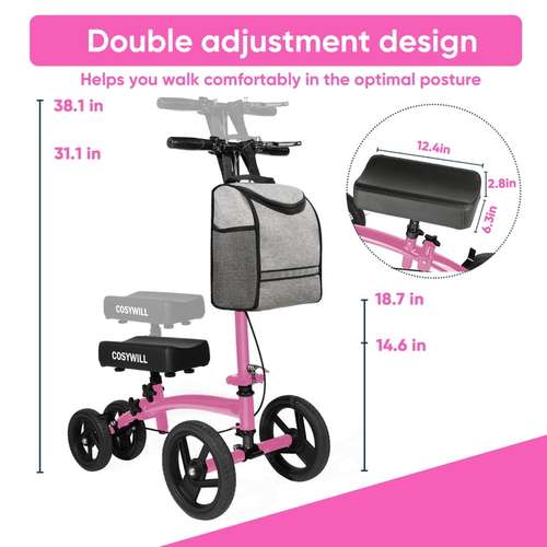 Scooter o Patinete para Rodilla Plegable para Cirugía de Pies Alternativa a Muletas para Adultos