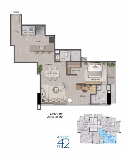 P.H AZURRE 42  APARTAMENTO DE 66M2 EN BELLA VISTA - Imagen 3