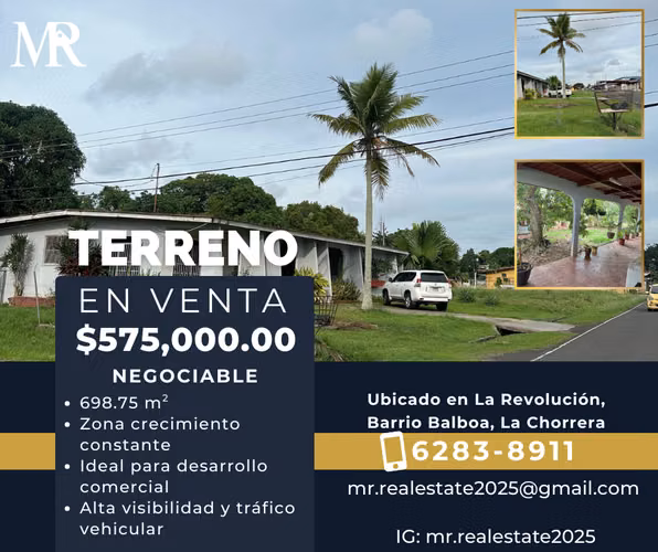 ¡Terreno comercial en venta en Barrio Balboa, La Revolución – La Chorrera! 