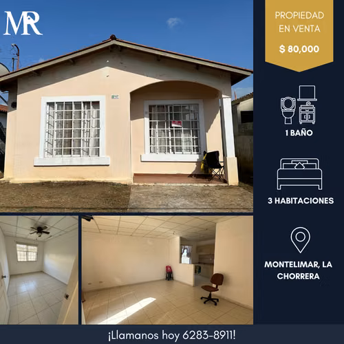 ¡CASA EN VENTA EN MONTELIMAR, LA CHORRERA!
