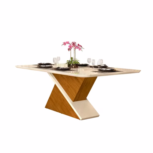 Mesa de comedor moderna de lujo con base geométrica – NUEVA (sin uso) - Imagen 2