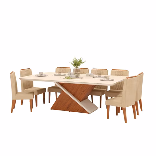 Mesa de comedor moderna de lujo con base geométrica – NUEVA (sin uso) - Imagen 4