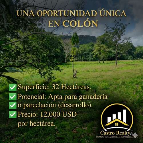 Alquiler o Venta de 32 Hectáreas Achiote, Distrito de Chagres