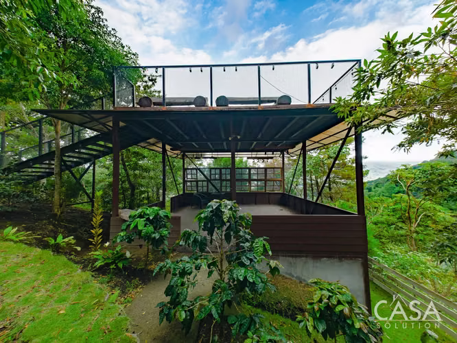 Cabaña con Mirador, Plantas de Café y Vistas Al Volcán Barú en Venta en Jaramillo, Boquete