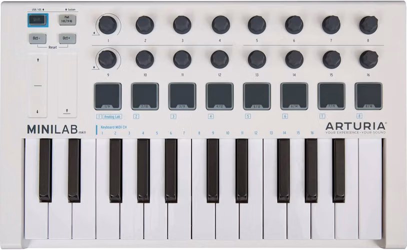 Teclado MIDI Arturia MiniLab MkII Blanco – 25 Teclas / 8 Pads