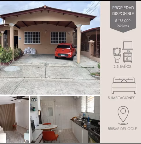 Se vende casa en Brisas del Golf