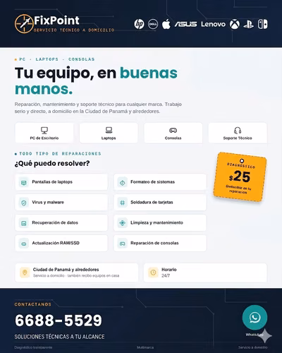 Reparación de PC, Laptops y Consolas a Domicilio en Panamá