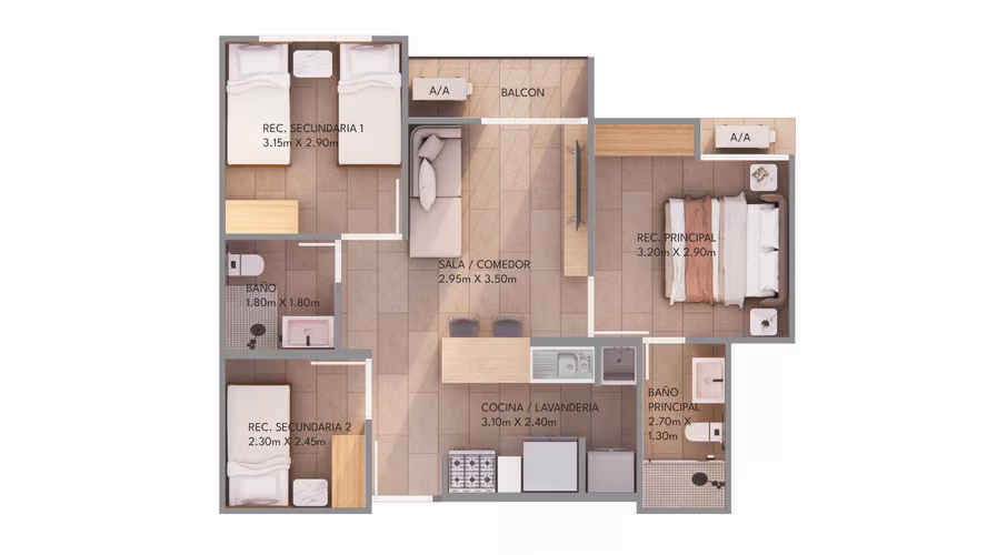 Pre-Venta Ciudad Radial – Comodo Apartamento – 63mts – 112,000 - Imagen 5
