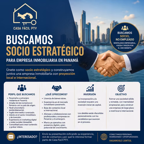# BUSCAMOS SOCIO ESTRATÉGICO PARA INMOBILIARIA EN PANAMÁ - Imagen 2