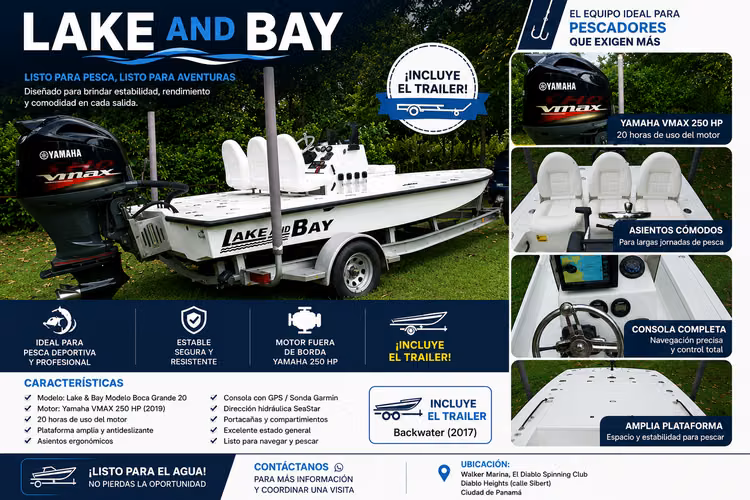 Se vende Bote de Pesca Lake & Bay Modelo Boca Grande 20