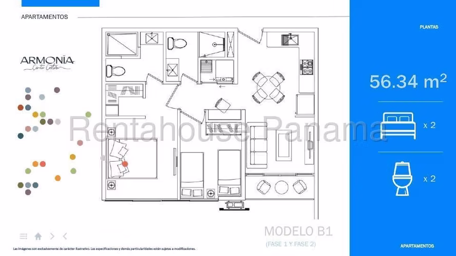 Venta de Apartamento en Bellavista Ph Armonia 56 Mts PD