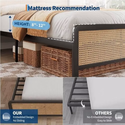 Cama queem base de hierro elegante importada