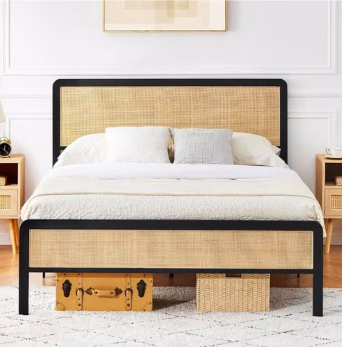 Cama queem base de hierro elegante importada