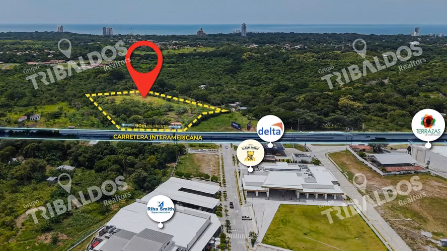 Venta de terreno comercial sobre la Interamericana en Coronado