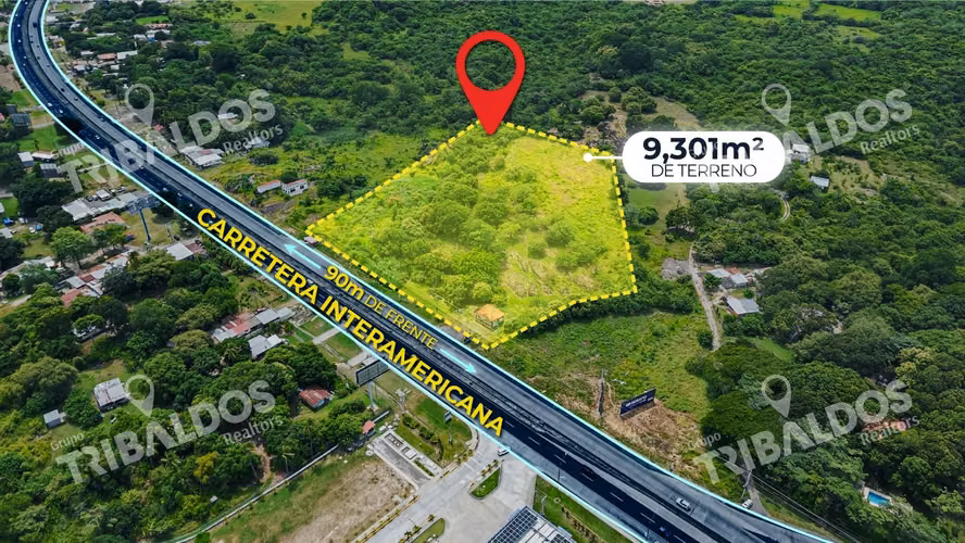 Venta de terreno comercial sobre la Interamericana en Coronado