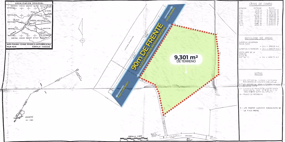 Land for sale on the Interamerina Highway Coronado