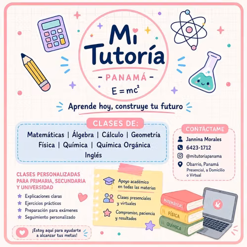 Tutorías Matemáticas, Química, Física e Inglés todos los niveles