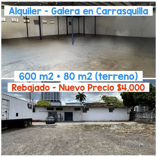 ALQUILER DE GALERA EN CARRASQUILLA, SAN  FRANCISCO