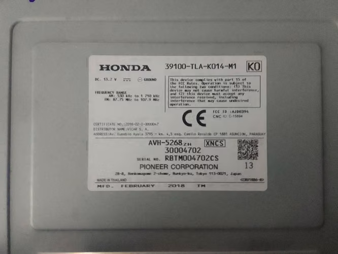 Se vende Radio ORIGINAL HONDA CRV 2018
