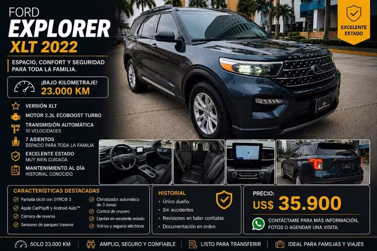 Ford Explorer XLT 2022 | 23,000 km | Excelente estado