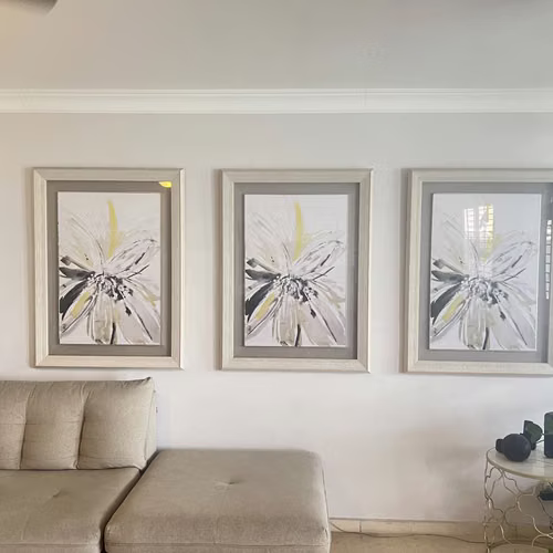 Juego de 3 Cuadros Decorativos 90x120 cm con Marco y Vidrio