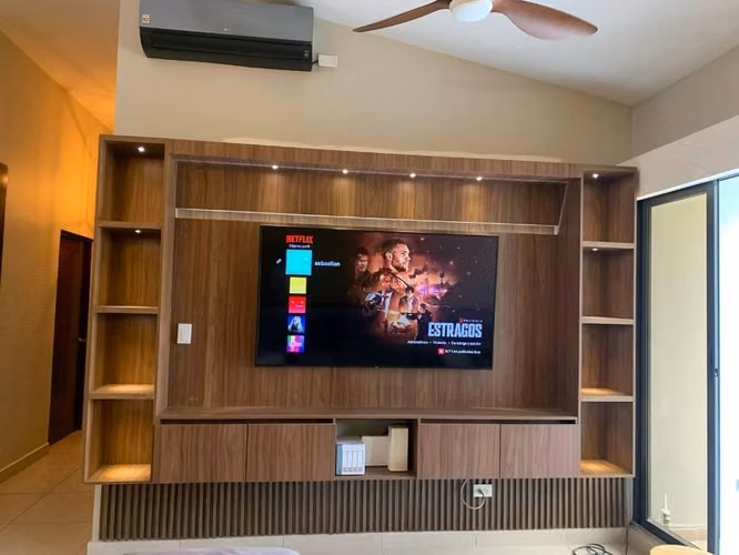 Mueble de TV modernos flotantes con luces leds de lujo a medida