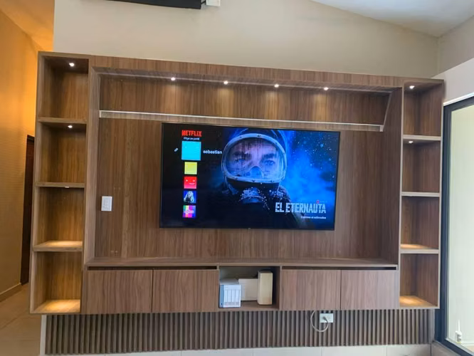 Mueble de TV modernos flotantes con luces leds de lujo a medida