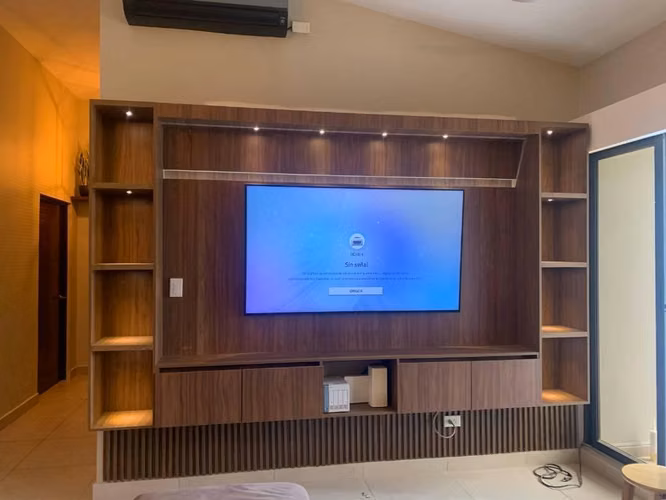 Mueble de TV modernos flotantes con luces leds de lujo a medida