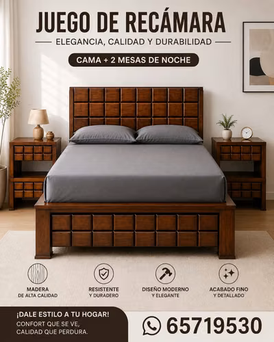 Se vende cama Queen con mesas de noche