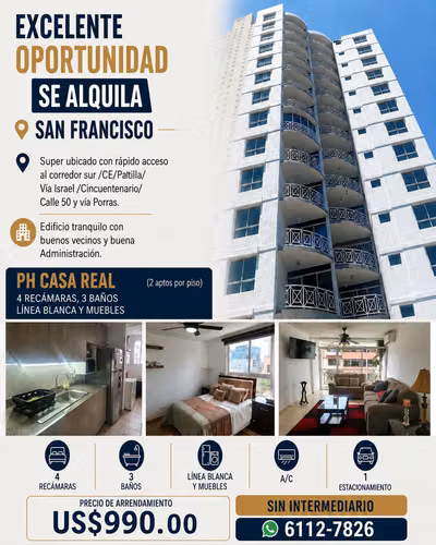 SE ALQUILA APTO EN SAN FRANCISCO