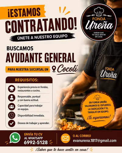 Employment in Fonda Ureña, you are looking for a General Assistant