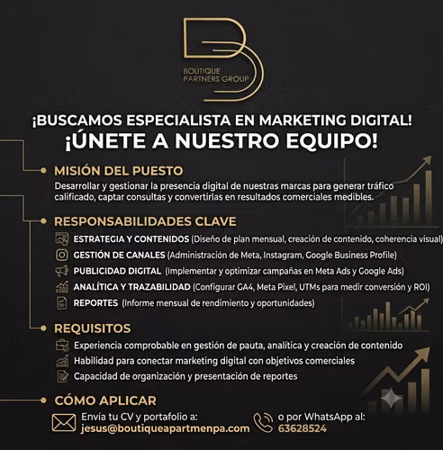 ¡Buscamos Especialista en Marketing Digital!