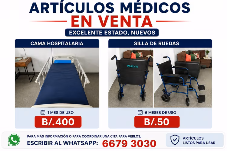 Cama hospitalaria y silla de ruedas