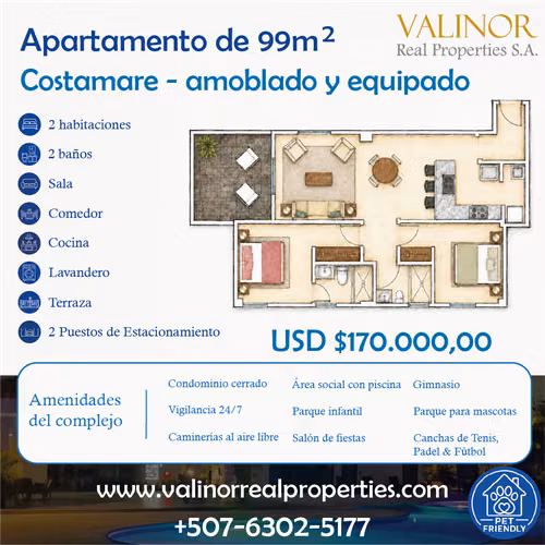 Apartamento de 99 m² en PH Costamare | Costa Sur | Venta Directa | Amoblado | Equipado