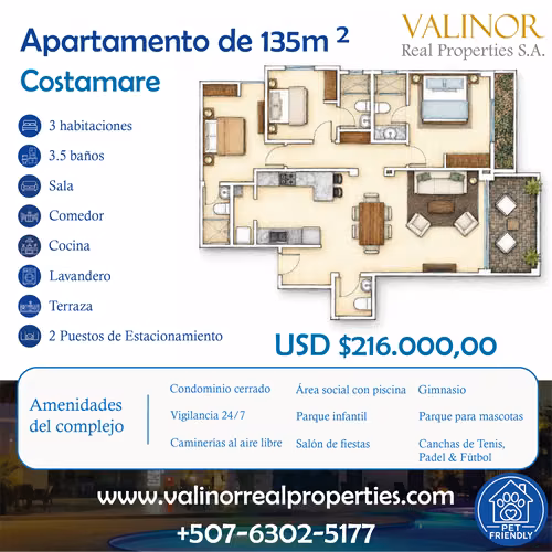 Apartamento de 135 m² en PH Costamare | Costa Sur | Venta Directa