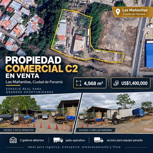 Propiedad C2 4,568 m² – Galeras + Patio para Equipo Pesado | Las Mañanitas