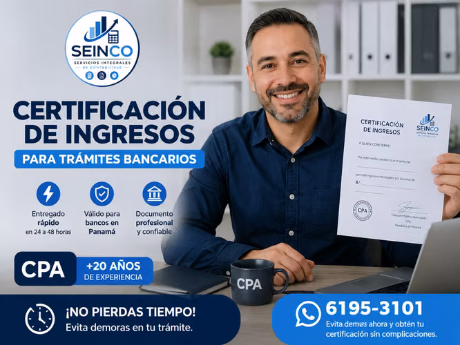 Income Certification by CPA – For Bank Procedures