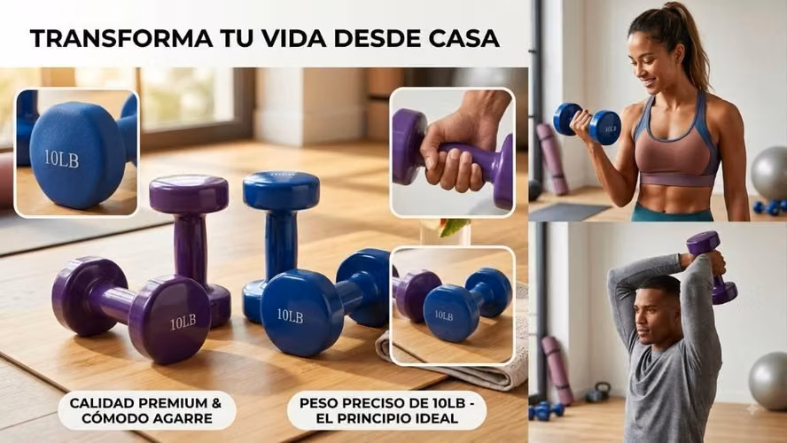  Mancuernas de 10 lb – Nuevas   Perfectas para entrenar en casa.
