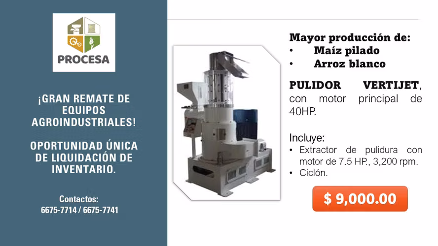 Gran remate de Equipos agroindustriales (arroz y maiz)